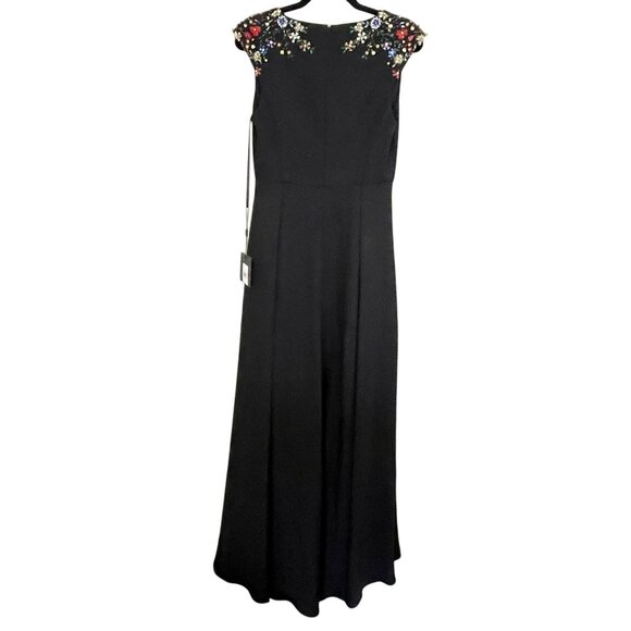 Mac Duggal Black Beaded Embellished V Neck Maxi Dress Formal Gown Sz 6 NEW - Picture 10 of 12